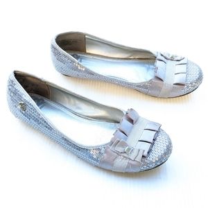 FERGALICIOUS Alana silver sequin ruffle toe flats